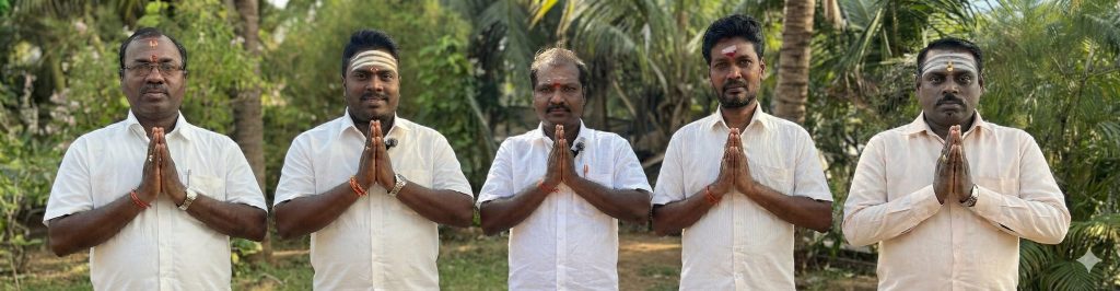 The five Nadi readers of our library in Tamil Nadu, greeting with folded hands
